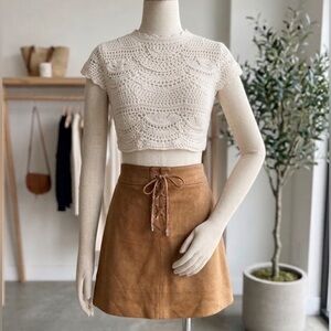 Abercrombie & Fitch Brown Vegan Suede Lace-Up Skirt (Size 2)